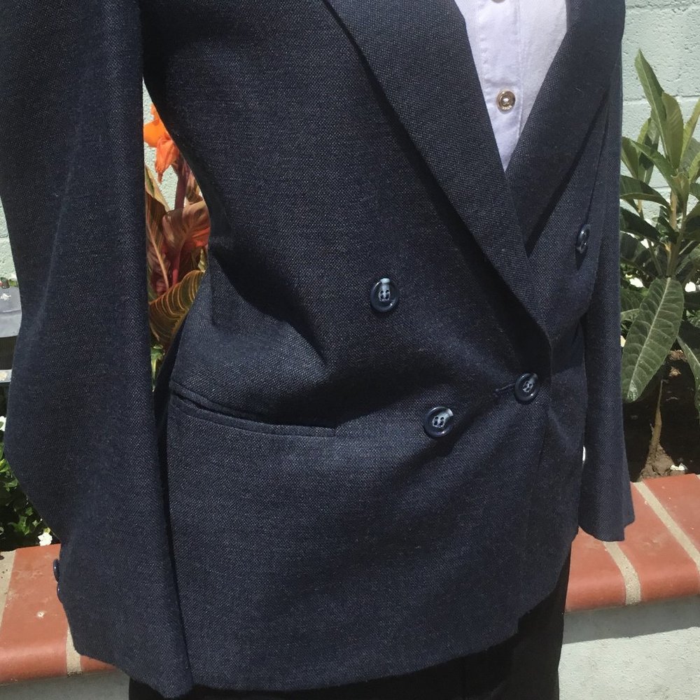 MICHAEL JAMES  Double Breasted Jacket Blazer Lined Business Women's Blue 14R